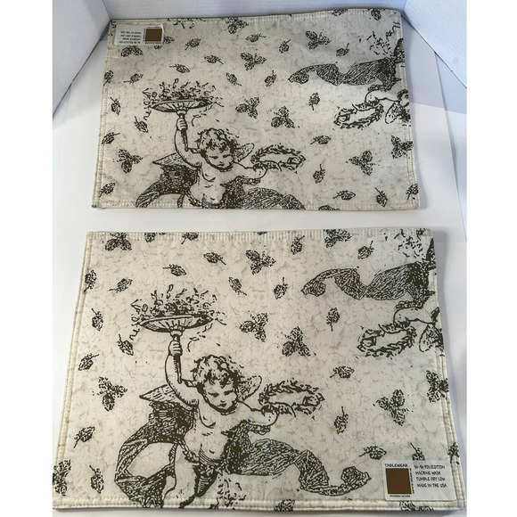 Placemats Tablewear by Marsha Blanke (2) New Golden Cherubs Polycotton Placemats - Picture 1 of 4